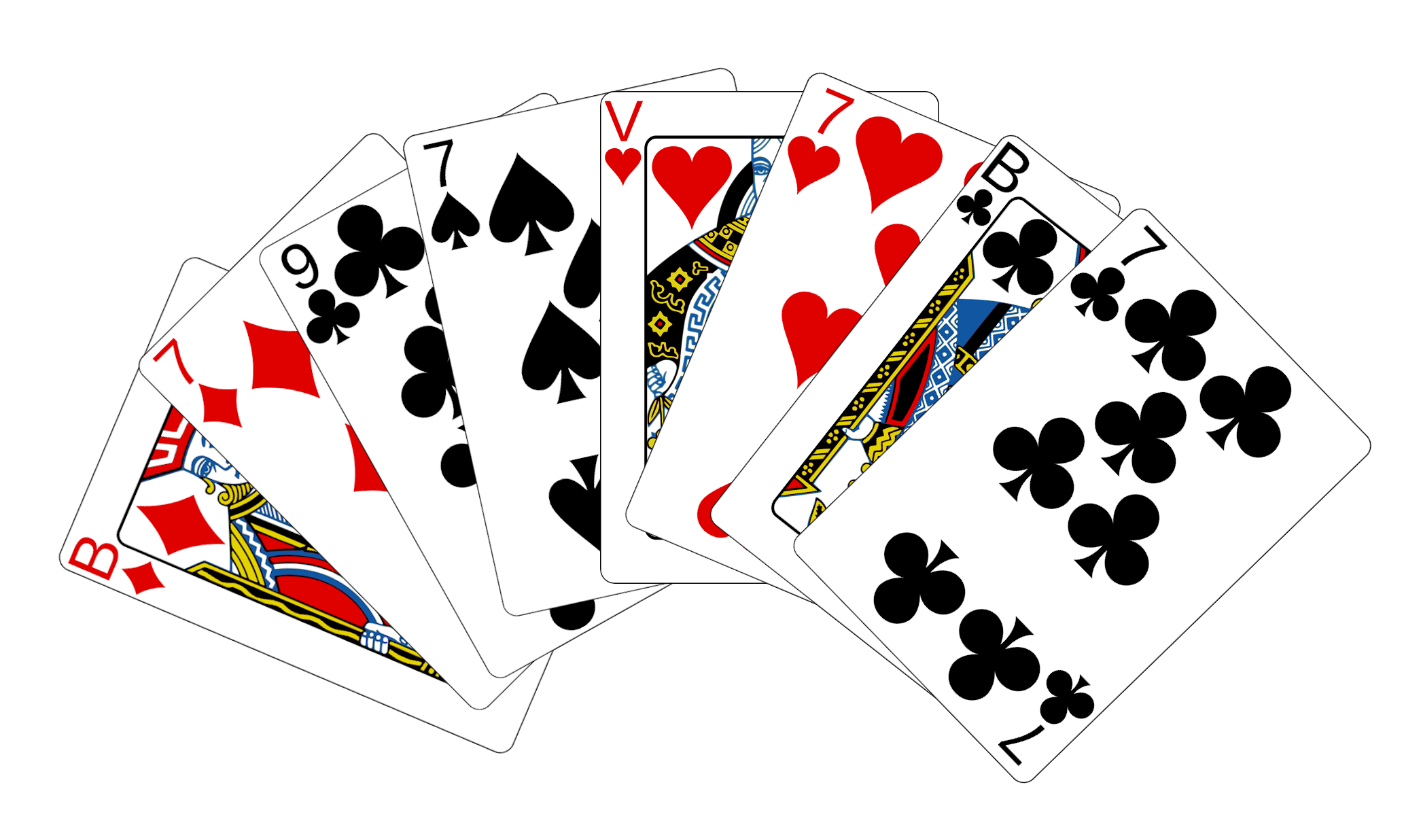 Een gedeelde hand in Klaverjassen. Een gedeelde hand in Klaverjassen.