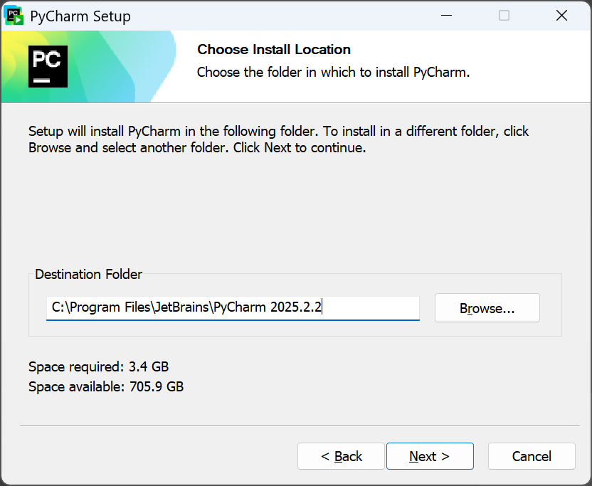 Choose the install location