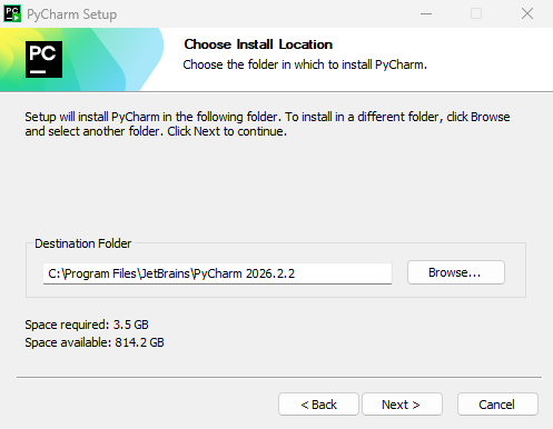 Choose the install location