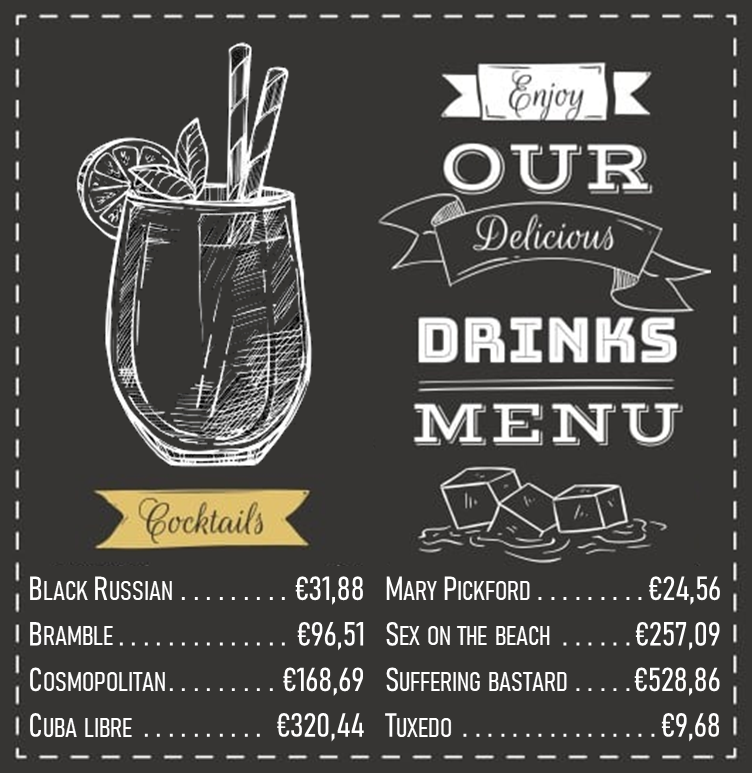 drinks menu