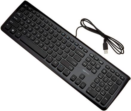 A wired computer keyboard