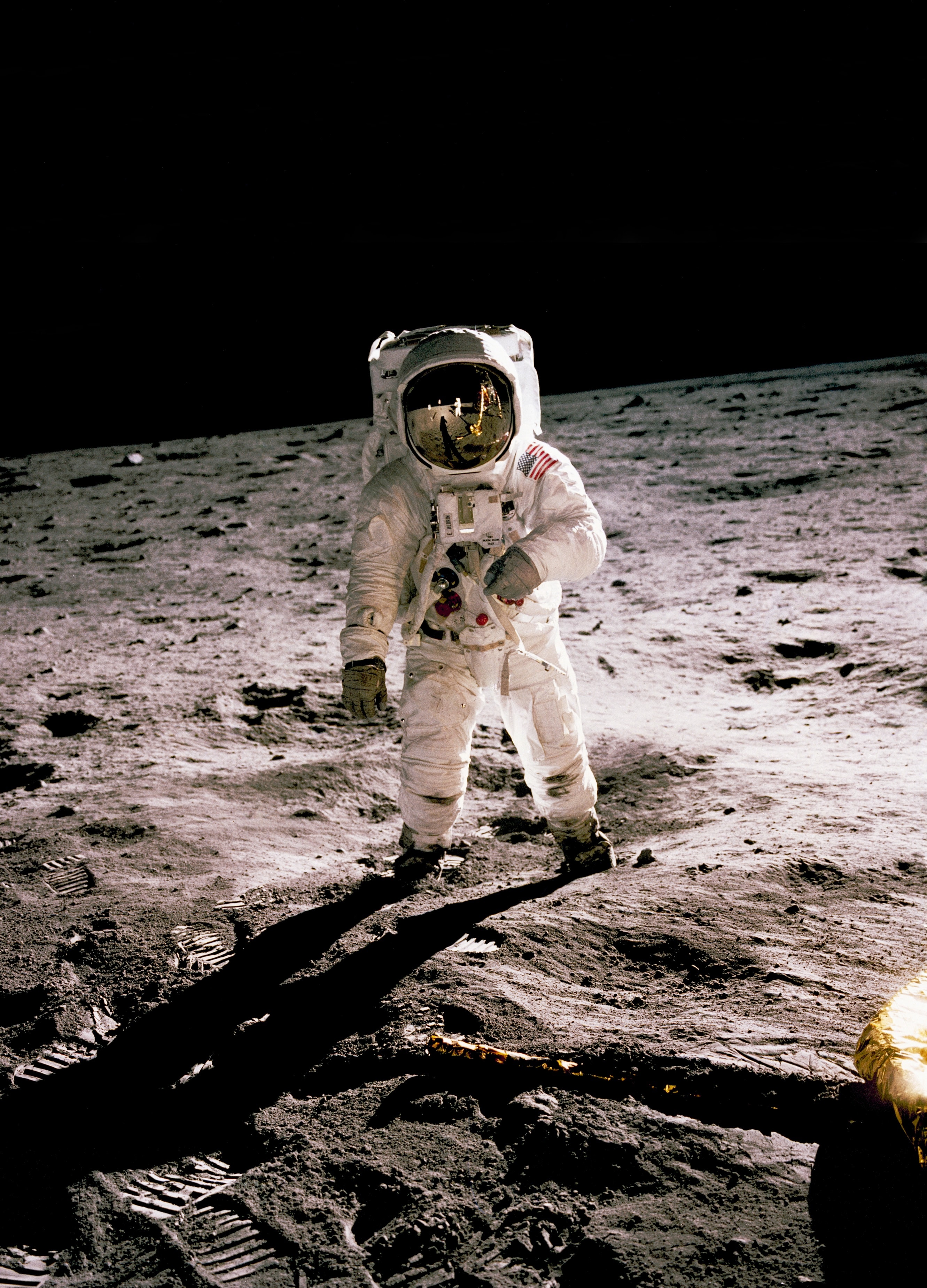 Buzz Aldrin op de maan.