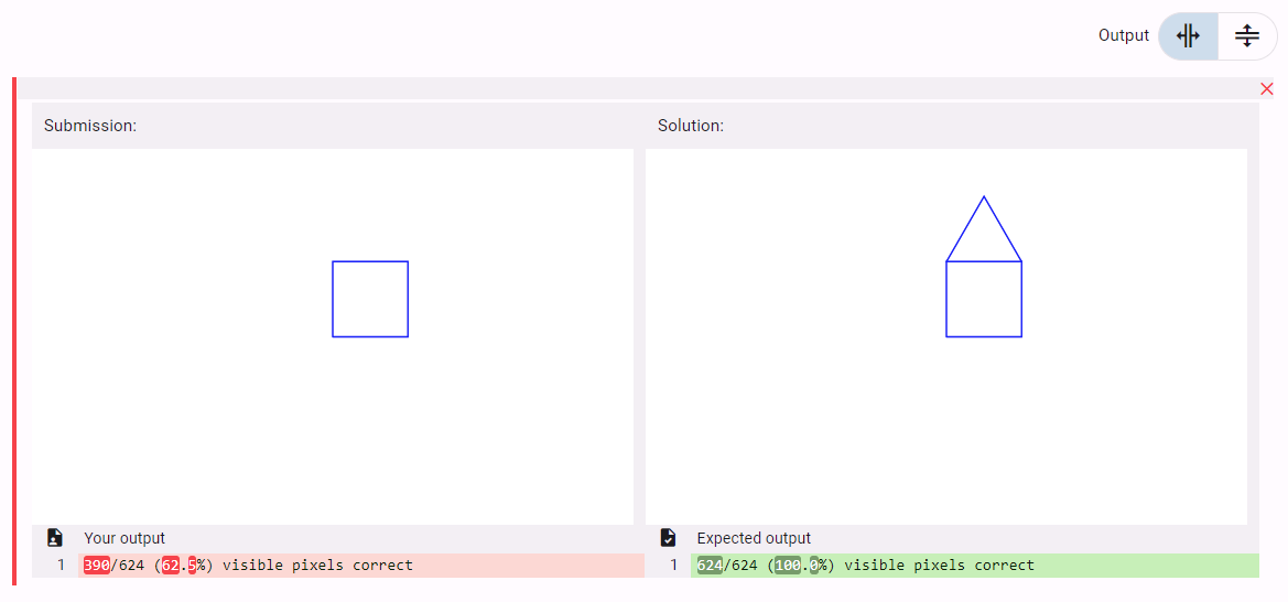 Feedback op basis van het aantal correcte pixels