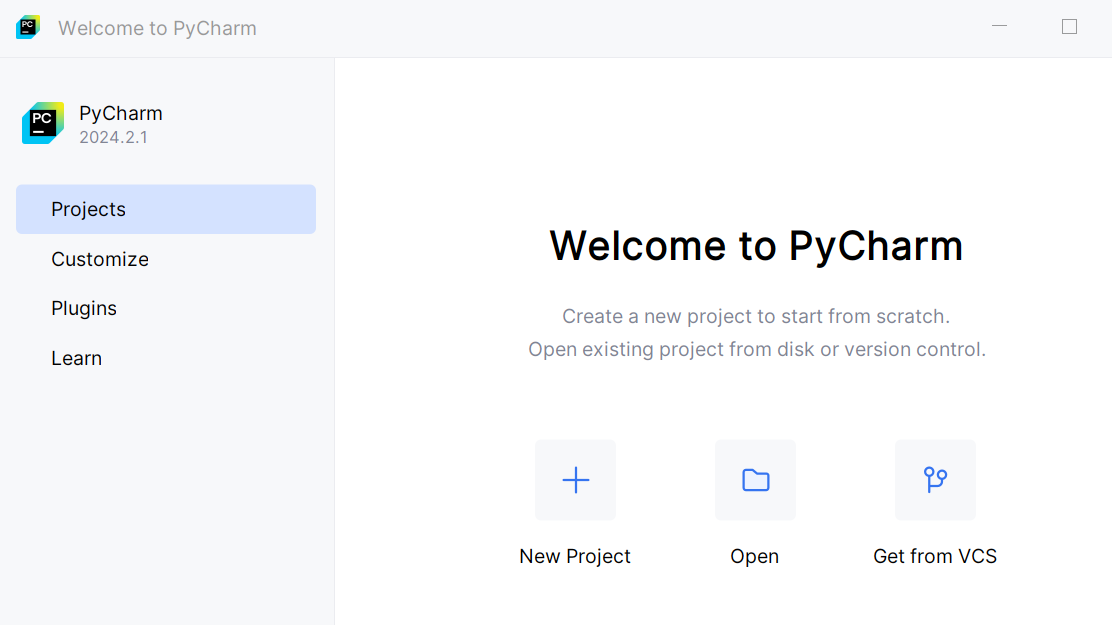 Create a new project in PyCharm.