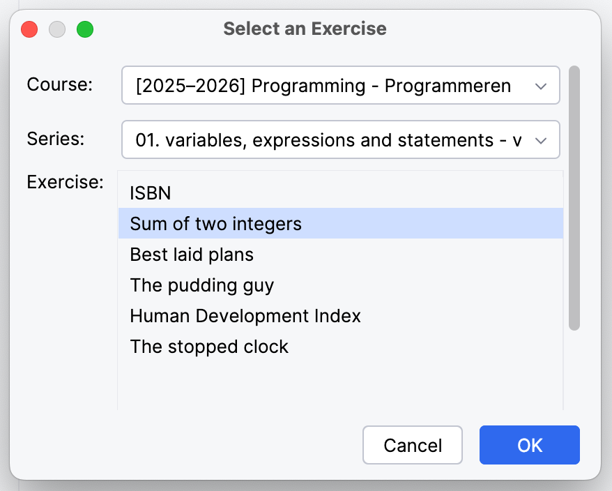 Select the correct Dodona exercise