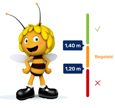 De minimale hoogte om op de attractie te mogen.