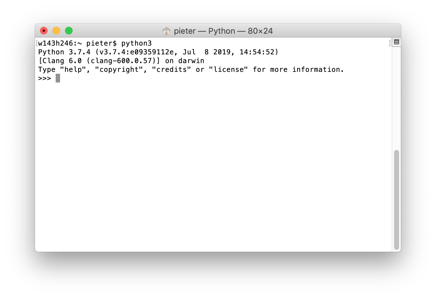 You can run the newly installed version of Python by issuing the command python3 in a Terminal window.
