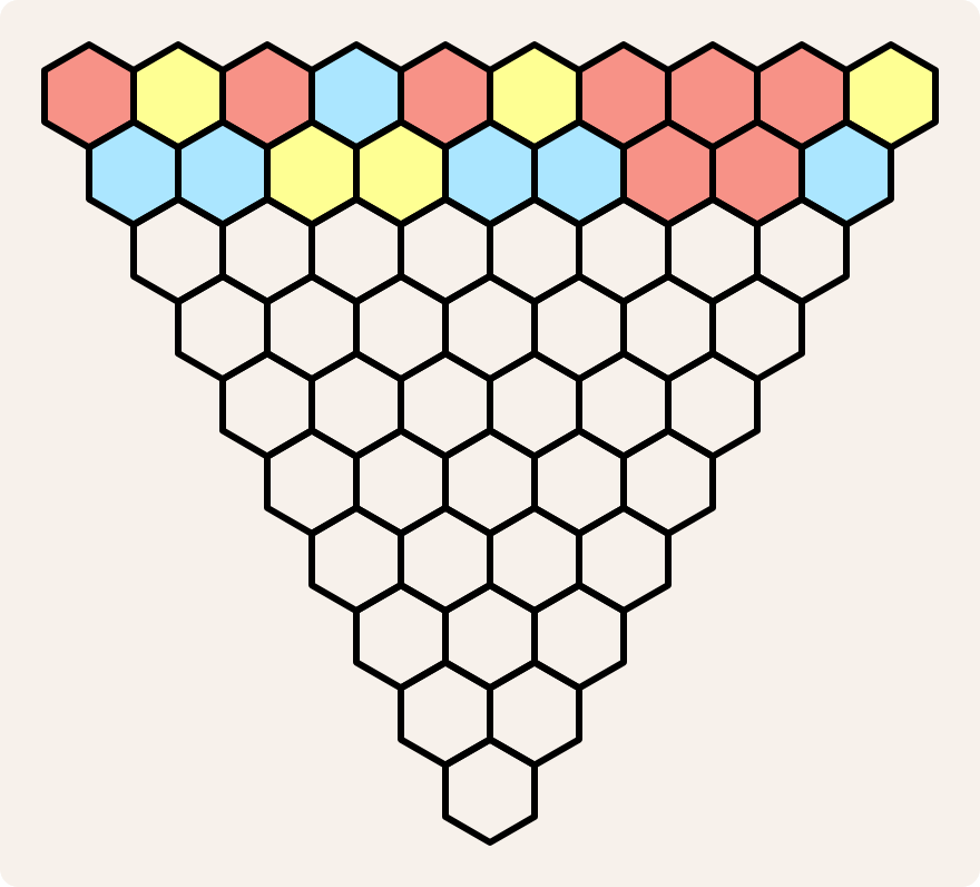 tricolor triangle (top two rows colored)