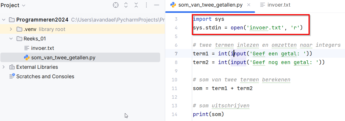 Voeg de bovenstaande lijnen toe.