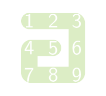 Een spiraal in een 3 × 3 matrix.