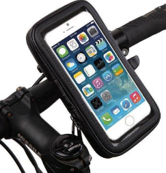 Een nieuwe smartphone De smarphone in de houder.