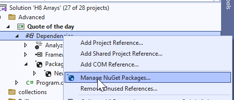 Manage NuGet Packages