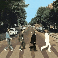 De Beatles, wandelend op Abbey Road Stappen is gezond!