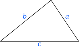 Een driehoek met zijden a, b en c.
