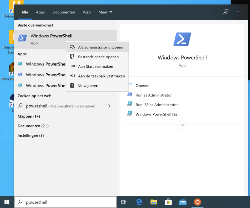 Open PowerShell als administrator.