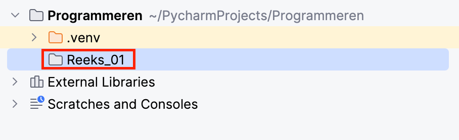 De nieuw aangemaakte map.