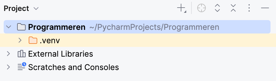 Het nieuw aangemaakte project.
