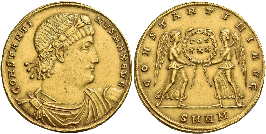 Munt van Constantijn de Grote door Tintero21 op Wikimedia.