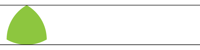 Een Reuleaux driehoek tussen 2 evenwijdige rechten.