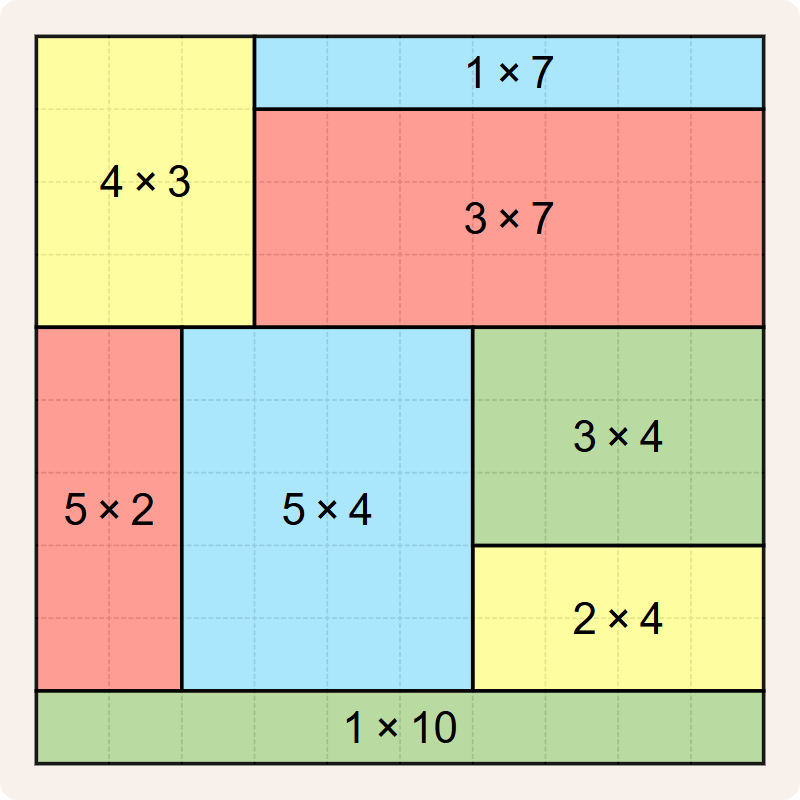 10x10 puzzel met ongeldige betegeling
