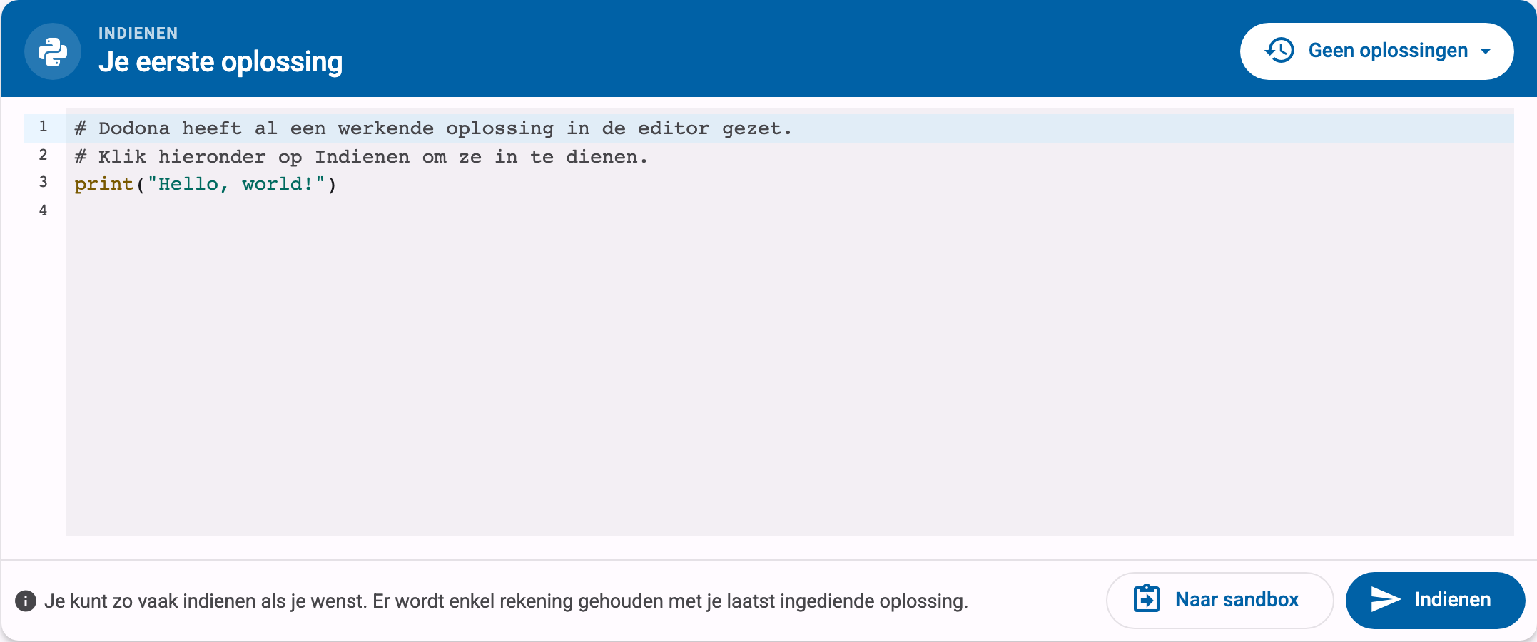 De editor met daaronder de knop Indienen
