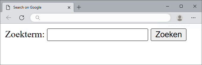 Formulier waarmee je een zoekopdracht stuurt naar Google
